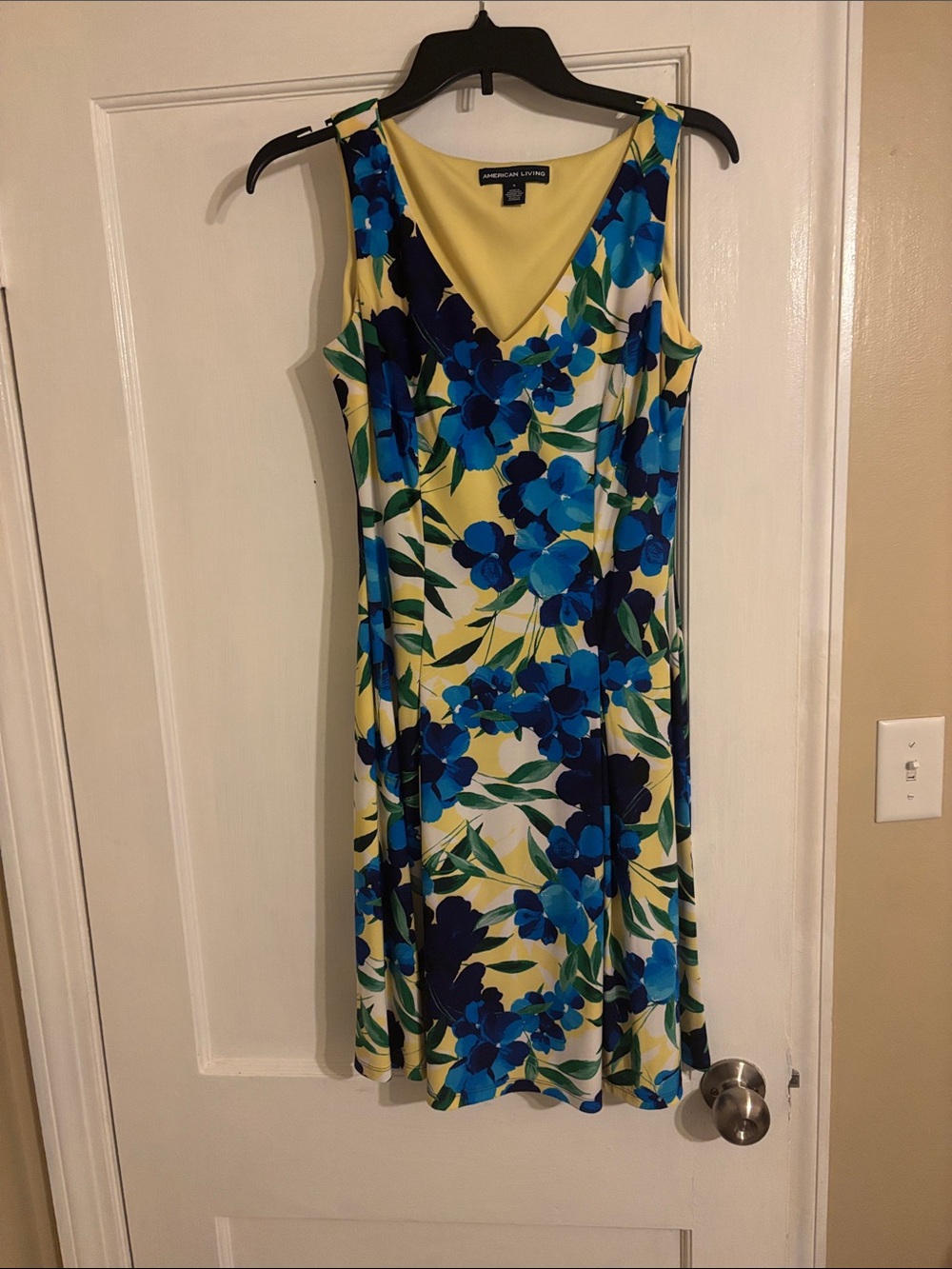 Yellow Dress with Blue Floral Print
